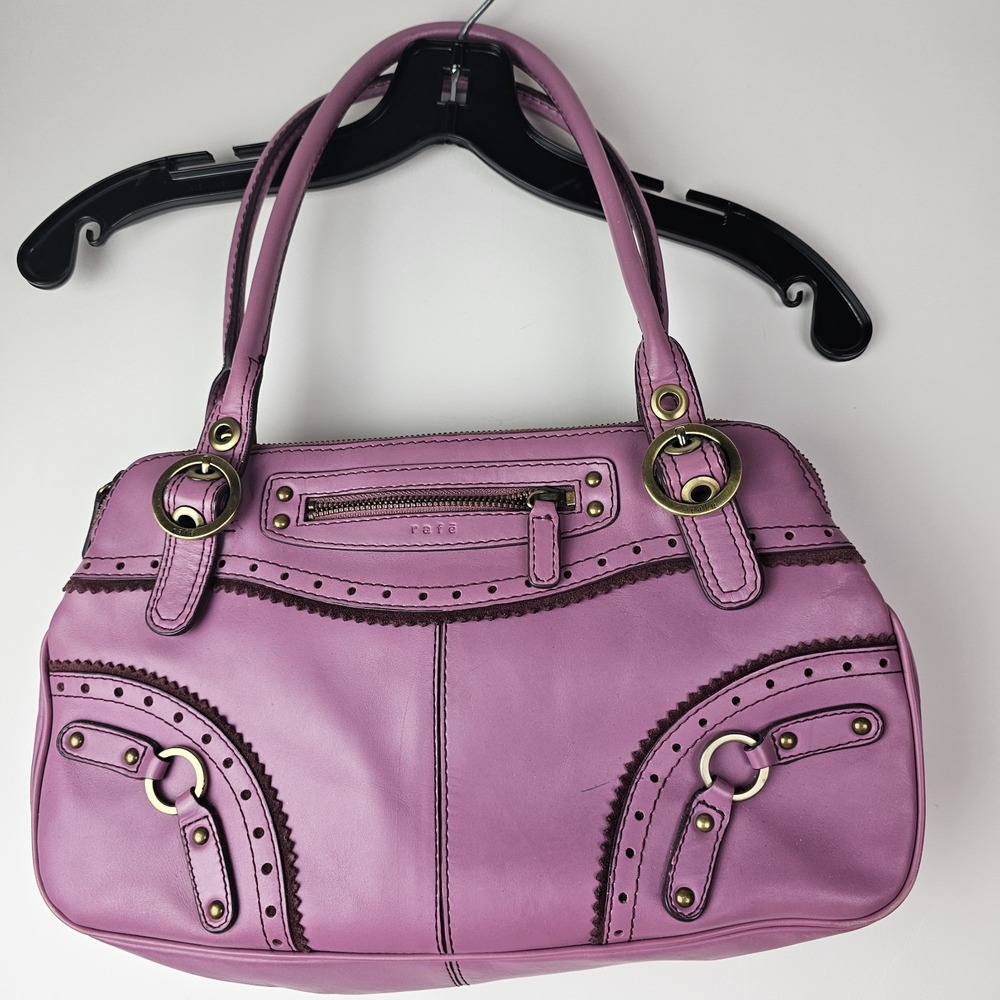 Rafe New York Pink Purple Hobo Leather Shoulder Bag Handbag Purse Brass Hardware